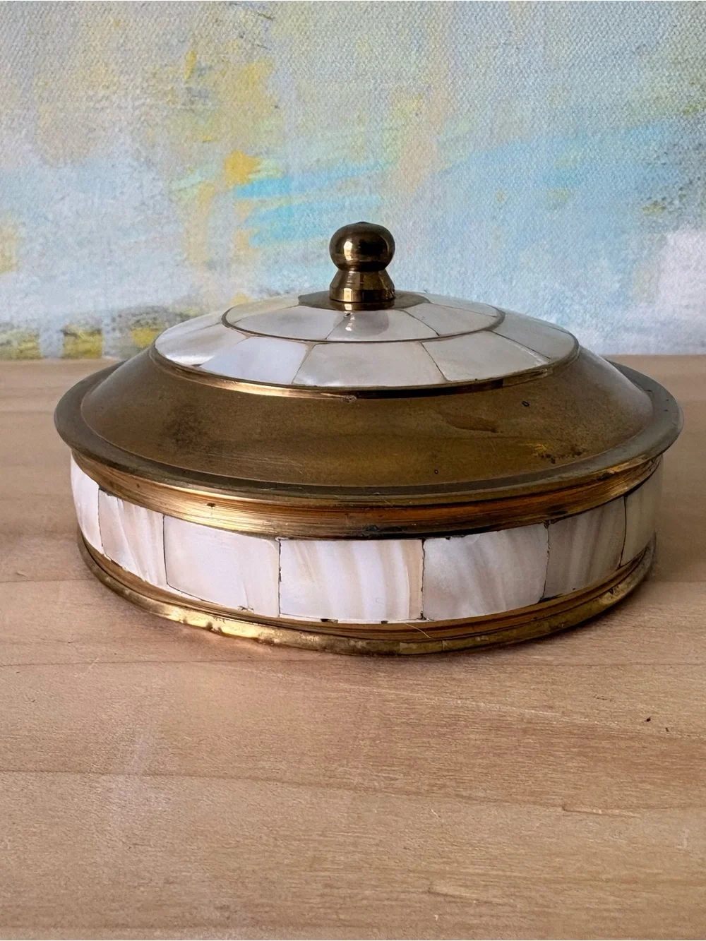 Vintage Brass and Mother-of-Pearl Trinket Box
